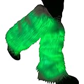 SATUMIKO Led Fur White Leg Warmer Covers Light Up Furry Costume Rave Outfit for Women Dance Faux Fur Furry Novelty EDM Rave Accessories Music Events Party Burning Man