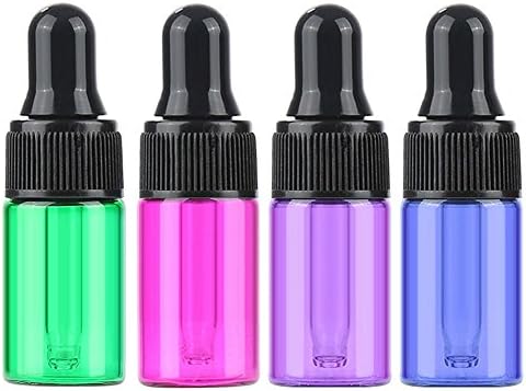 HugeDE 20 Pcs Mini Colorful Glass Dropper Bottles Essential Oil Bottles Aromatherapy Bottles Vials 2ml