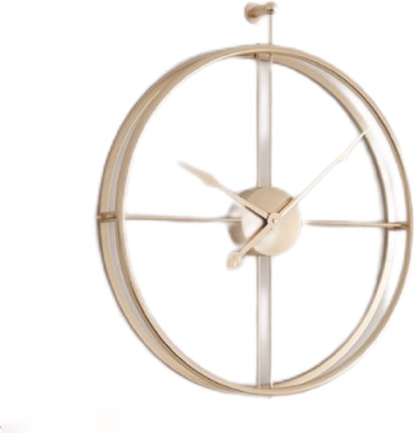 Modern 3D Wall Clocks Battery Operated Decorative 20"x24" Round Iron Metal Clock for Living Room , Bedroom , Office (Golden): Kitchen & Dining