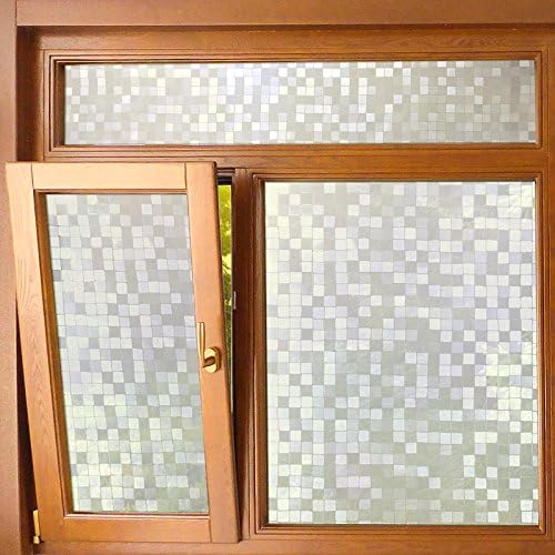 Window Film Static Privacy Cling Squares No Adhesive Decorative Stained Glass Mosaic Window Film Privacy for Home and Kitchen Glass(17.7"x78.7")