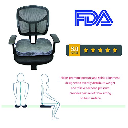 Everyday Medical Orthopedic Memory Foam Cushion, Coccyx Cushion For Wheelchair/ Car Seat/Office Chair, Back Posture Support Cushion, Cool Gel Cushion Relieves Pain in Lower Back, Coccyx, Sciatica