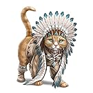 Chief Runs With Paws Cat Figurine with Tribal Style Outfit by The Hamilton Collection