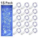 SmilingTown Starry Fairy String Lights LED Firefly Silver Color Wire Lights 15 Pack 20 LED 7.2FT Battery Powered Lights for DIY Wedding Party Jar Centerpiece Christmas Decorations (Cool White)