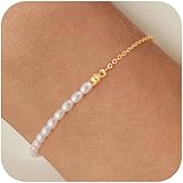 Pearl Bracelets for Women - Trendy, Dainty 14K Gold Plated Pearl Bracelet - Cute Gold Beaded Charm Bracelet Stack - Wedding & Bridesmaid Gifts