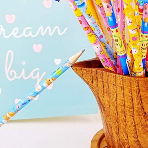 JZK 50 x Wooden Graphite Pencils Set with Cartoon Rubber erasers for Kids Children Party Favours give Away Thank You Gift Party Bag Filler Birthday for Boys Girls - Thumbnail 4