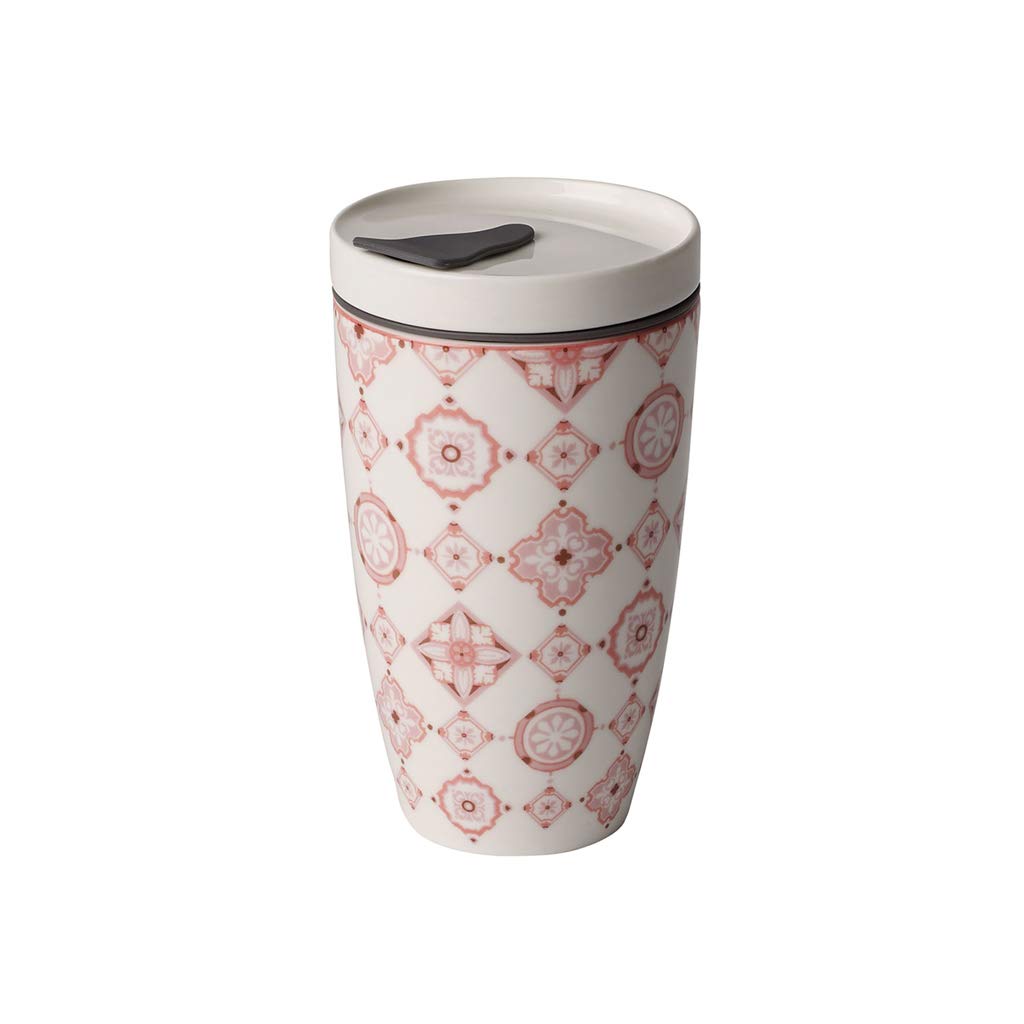 Villeroy & Boch โ to Go Travel Coffee Mug Rose, Dishwasher Safe, Microwave Safe, Coffee Cup, Porcelain Rose Colour, Large Cup, Cup for Tea, Premium Porcelain and Silicone and Textile โ image 1