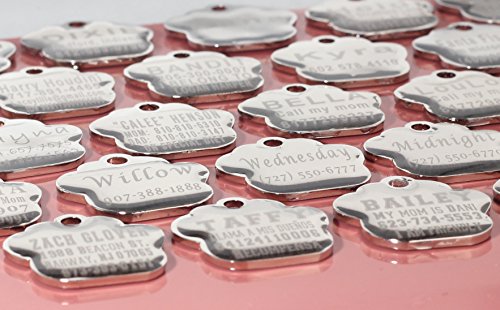 Epoxy Coated Laser Etched Glitter Paw Pet ID Tags Custom Personalized for Dog & Cat Paw Print Tag (1-pc with Epoxy)