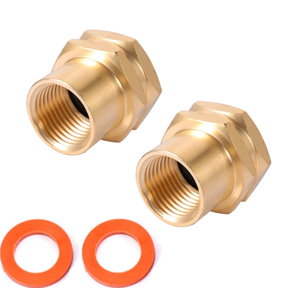 Photo 1 of Kbrotech Brass Garden Hose Adapter, 3/4”GHT Female x 1/2”NPT Female Connector,GHT to NPT Adapter Brass Fitting,Brass Garden Hose to Pipe Fittings Connect 2pcs