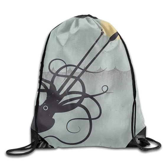 HLKPE Classic Sharks and Octopus Drawstring Bags Gym Sports Backpack Portable Daypack
