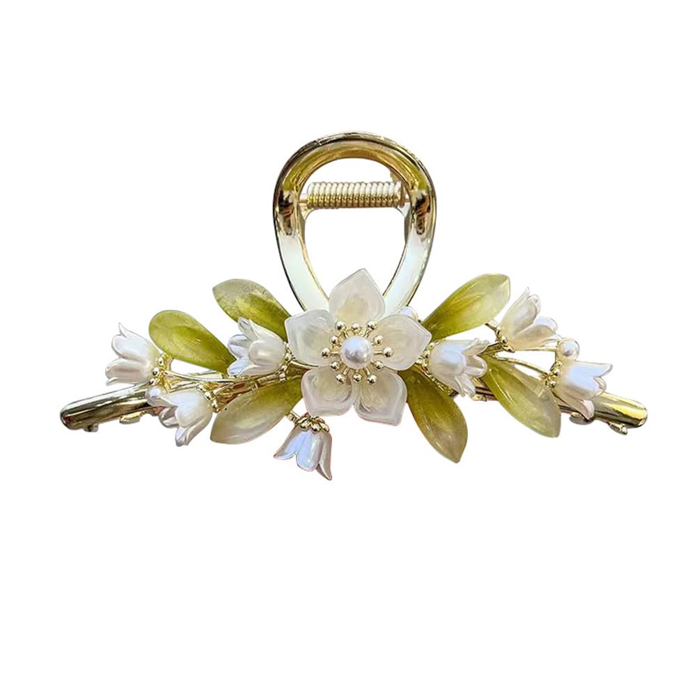 yangzerang Flower Shark Clip Bell Orchid Flower Hair Clip Korean Style Hair Clip Women Ponytail Buckle Girl Hair Claw French Bell Orchid Cute Hair Barrette for Women Girls
