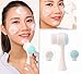 Double Facial Cleansing Brush 1pcs Blue Manual Face Brush Soft Bristles and Silicone Cleansing Brush for Washing Face-Deep Pore Exfoliation-Wash Makeup-Massaging