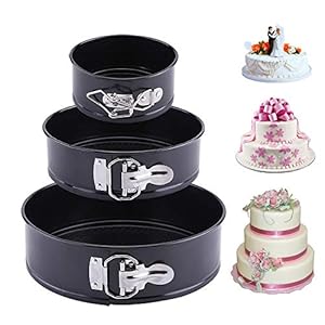 3 Pieces Non-Stick Springform Cake Pans – Blkthun Springform Cake Tin Set, Professional Round Cake Mold and Baking…