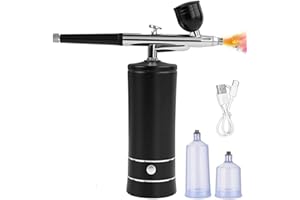 HOOPORIA Airbrush-Kit Air Brush Kit With Airbrush Compressor Nail Charms Wireless Air Brush for Barber, Nail Art, Cake Decor, Makeup, Model Painting (A-Black)