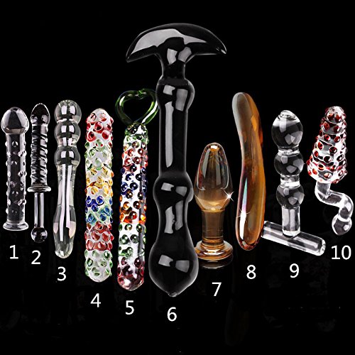 10 PCS Glass Crystal Dildo Anal Butt Plug 10 Sizes Set Sex Toy image