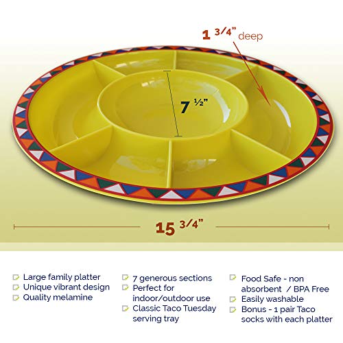 Serving Platter for Parties Large Divided Tray, Plate for Taco Chips