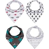 Baby Bandana Drool Bibs, Unisex 4 Pack Gift Set for Drooling and Teething Boys and Girls, Soft and Absorbent Cotton by Farnod Baby