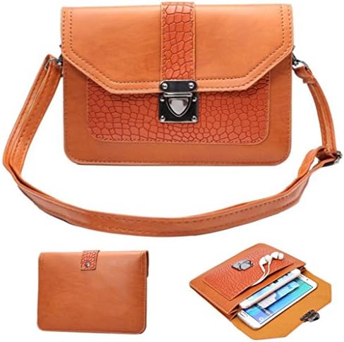 Universal Fashion Crocodile Print PU Leather Cell Phone Bag Purse Case with Shoulder Strap Cross Body Wallet Pouch for Carrying iPhone 6 6s plus/5s and Samsung Series Mobile Phones Under 6.3 inch