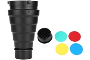 Yoidesu Conical Snoot with Honeycomb Grid and 5pcs Color Filter Kit,Alloy Snoot,Photo Conical Studio Spot Snoot for Bowens Mount Studio Strobe Monolight Photography Flash