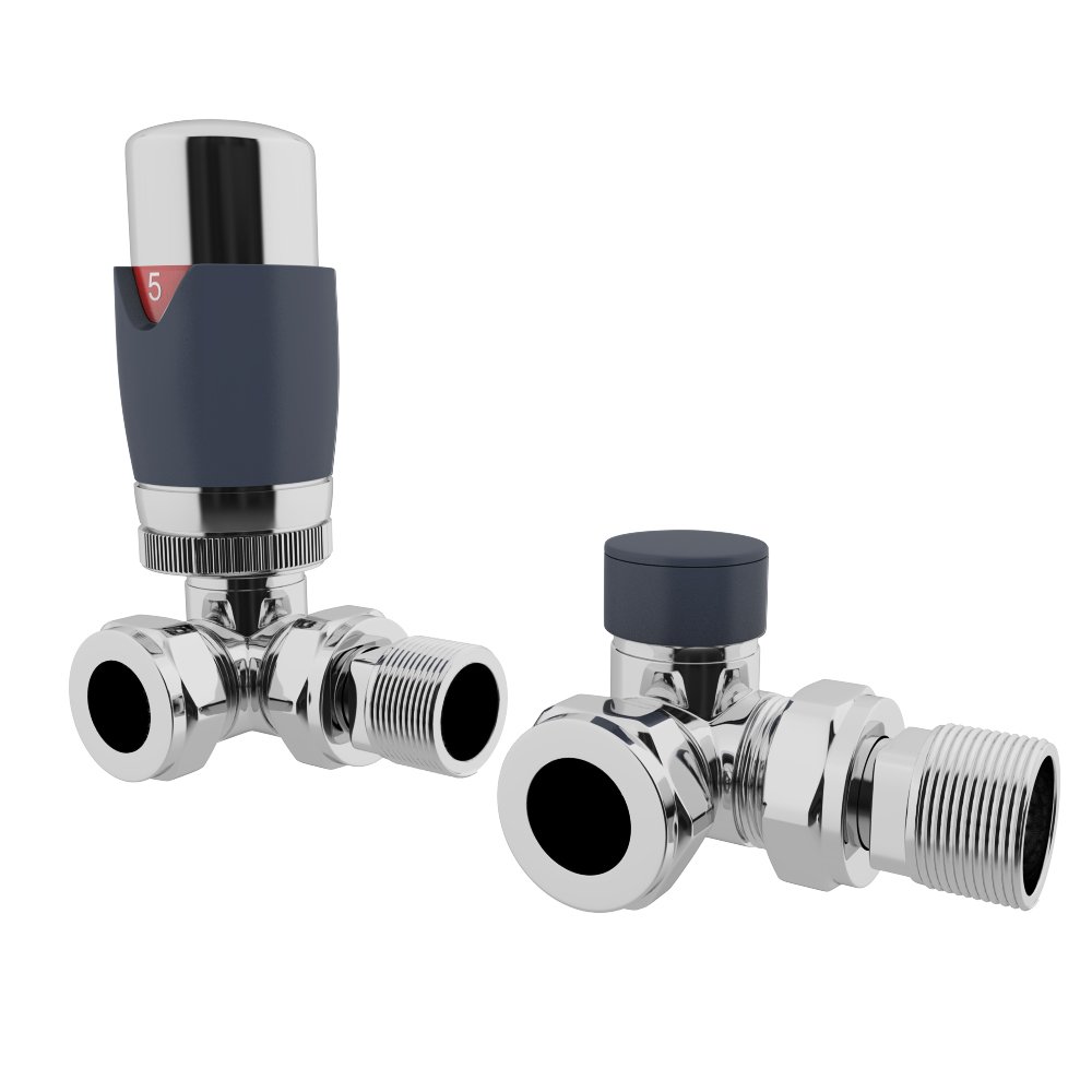 HB Signature Thermostatic TRV Brass Anthracite Radiator Valves