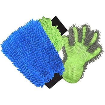Polyte Microfiber Chenille Car Wash and Dust Mitt and Glove Set, 3 Pack