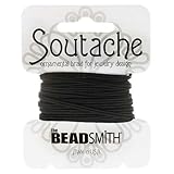 BeadSmith Soutache Braided Cord 3mm Wide - Black (3 Yard Card)