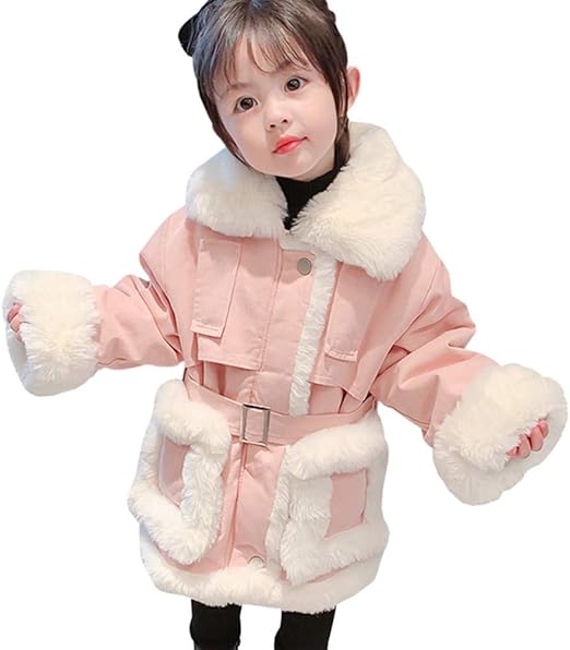 Amazon On Line 子供服 女の子 オーバー 冬 毛を入れる 厚さを増す 子供 保温する コート 女の赤ちゃん 冬服 パーカー 90 130 コート ジャケット 通販