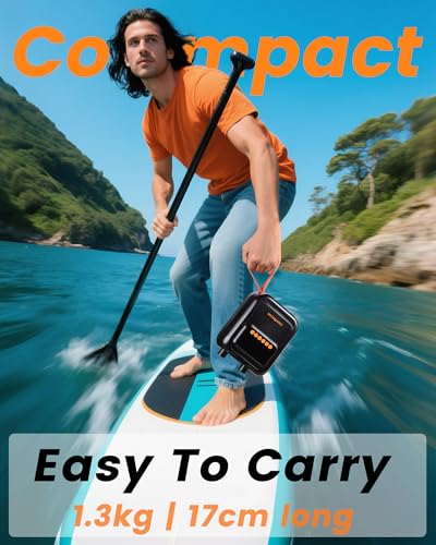 Electric Paddle Board Pump Portable Rechargeable -20PSI 13500mAh Battery (USB C) SUP Air Pump with Dual Stage Inflation & Deflation, Auto-Off for Stand up Paddle Board, Kayaks, Tents & Inflatables