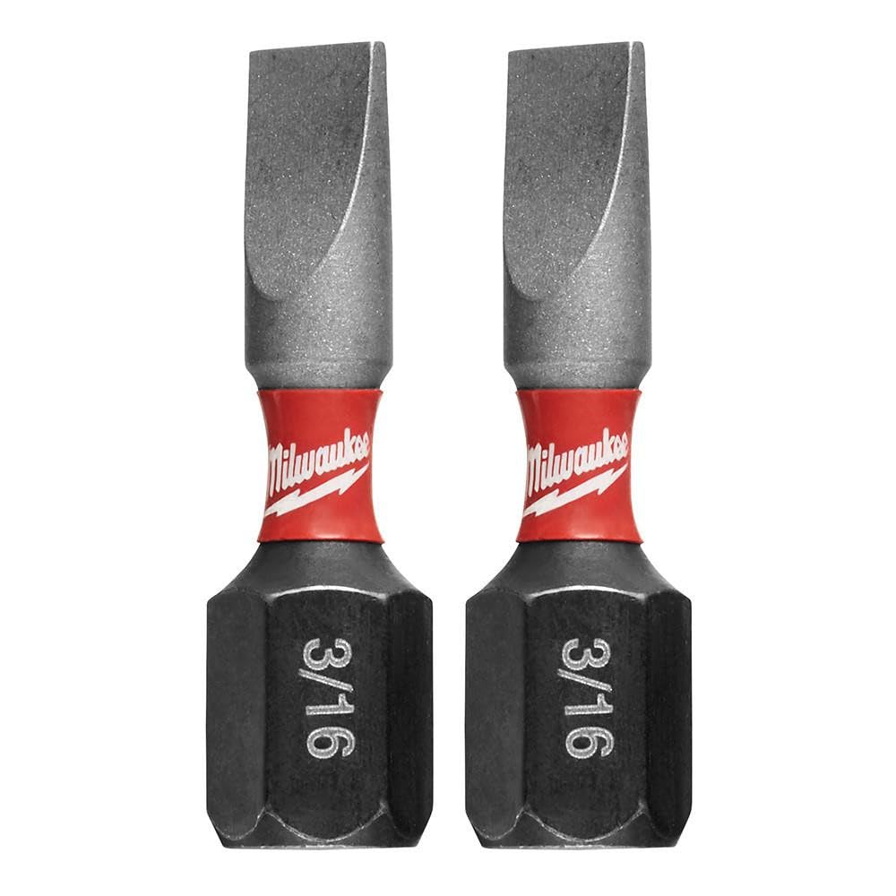 Milwaukee 48-32-4417 Shockwave Insert Bit Slotted 3/16" (2 Pack)