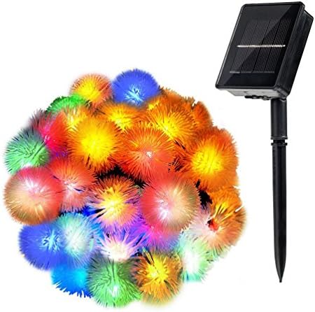 [8Modes 50LEDs]WishWorld Chuzzle Ball Solar String Lights,23ft Fairy String Lights,Waterproof Christmas Lights Decorative Lighting for Halloween,Christmas,Party and Holiday Decorations(Multi-Color)