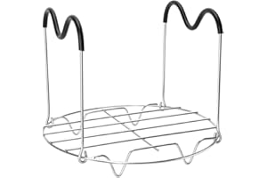 SUGAROOM Steamer Rack Trivet with Heat Resistant Silicone Handles Compatible with Instant Pot Accessories 6 Qt 8 Quart, Stainless Steam Rack Pressure Cooker Trivet - Long Handles for Easy Chicken & Pot Removal