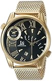 Joshua & Sons Men's JX112YGB Yellow Gold Dual Time Zone Quartz Watch with Black Dial and Yellow Gold Mesh Bracelet