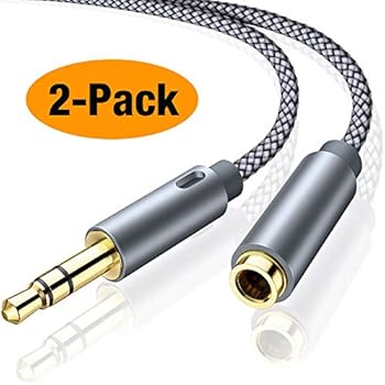 Headphone Extension Cable, Oldboytech 3.5mm Stereo Audio Cable [2-Pack,6.6ft,Hi-Fi Sound] Nylon-Braided Male to Female AUX Cord Adapter Compatible iPhone iPad iPod Speaker Smartphone Tablets & More