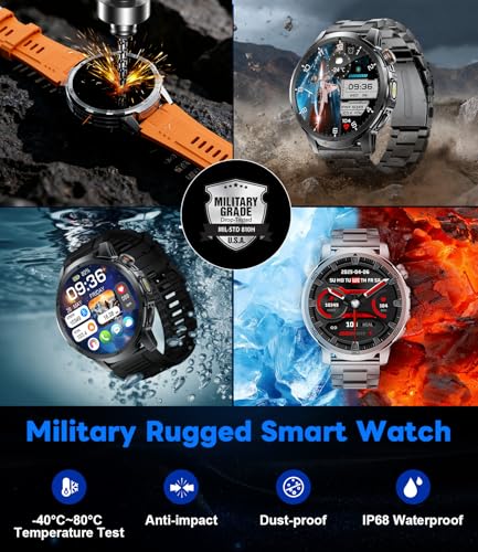 LIGE SMART Men's Smart Watch, Large Screen 1.85"/Bluetooth Call/1000mAh/LED Torch, Men's Smartwatch with Heart Rate/Sleep/IP68/110+ Sports Modes Android iOS, Silver