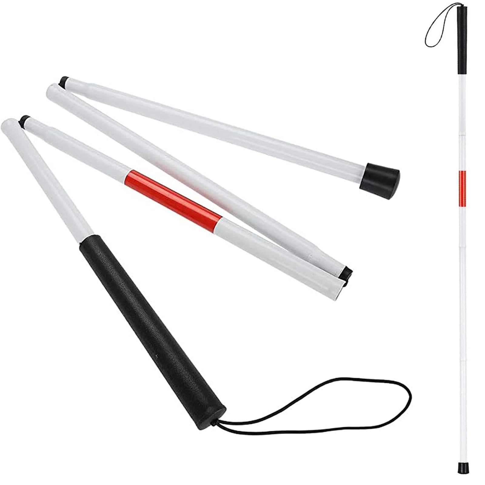 Blind Walking Stick Aluminium Alloy Blind Walking Stick Portable Blind Walking Stick Foldable Reflective Stick for Visually Impaired Blind and Elderly People Hiking Trekking