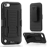 iPod Touch 5 / 6 Case, NageBee [Heavy Duty] Armor Shock Proof Dual Layer [Swivel Belt Clip] Holster with [Kickstand] Combo Rugged Case for iPod Touch 5 / 6, iPod Touch 5th / 6th generation - Black