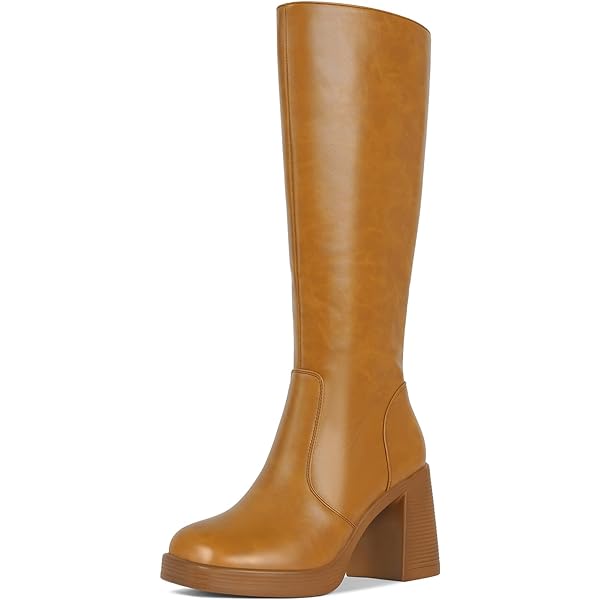 Amazon.com | HEIFIN Platform Knee High Boots Women Brown