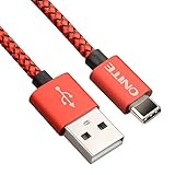 Onite USB Type C Braided Data Charger Cable for Samsung Galaxy S8, S8 Plus, Note 8, Moto Z, LG G5 G6 V20 V30, Google Nexus 5X 6P, Pixel XL, Lumia 950XL (1x3.3ft/1m, Red-Black)