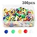 MROCO Thumb Tacks Colored Drawing Pins Color Plastic Round Head Pinks Office Thumbtack, Push Pin for Home, School, Sharp Steel Points 3/8 Inch,5 Color (Red,Blue,White,Green,Yellow) Box of 300