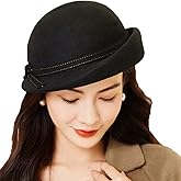 Bowknot Elegant Top Hats for Women Wedding Party Warped Edge Beret Cap Ladies Winter Vintage Floppy Wool Felt Fedoras