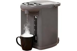 Rosewill Electric Water Boiler and Warmer - 5L/5.3 Qt Stainless Steel Hot Water Dispenser w/Rotating Base, Keep Warm Temperature Set, Auto Shut Off, Safety Lock - Gray