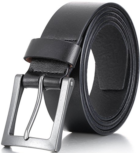 Marino Avenue Men's Genuine Leather Belt, Classic Jean Style, 1.5" Width - Black - 48