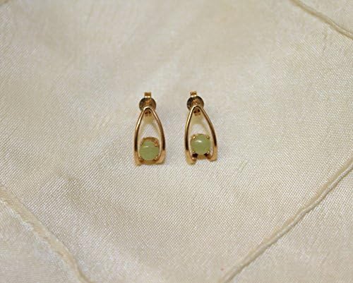 14k Gold Aztec Jade Earrings SKU: 1CJGYP51944, Idocrase Earrings, Valentine Gift, Enchanted Collection.