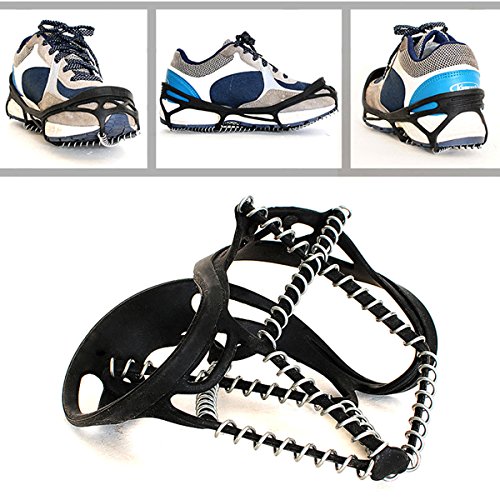 Freshday Non-slip Ice Gripper Climbing Crampons Traction Cleats, Shoes Cover for Walking, Jogging, Hiking on Snow and Ice (1 pair)