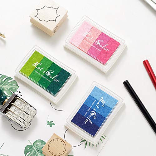 Craft Ink Pad Stamps Partner Rainbow Set of 6, DIY Multicolor Craft Stamp Pad 24 Colors for Stamps, Paper, Wood Fabric, for All Ages & Infinite Uses