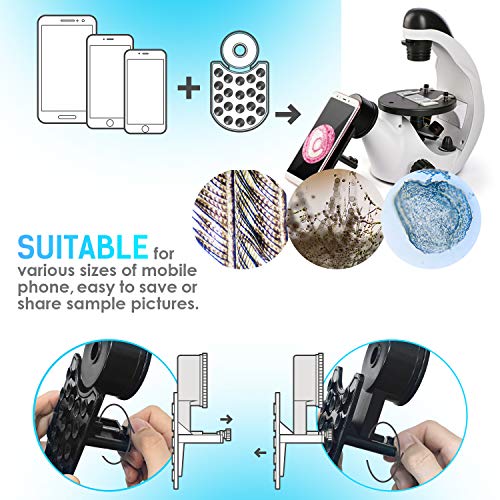 TELMU Inverted Microscope 40X-320X, Live Cell Observation + Slice Observation | 15 Slides + Smartphone Adapter + Other Free Kits, Scientific Research for Students, Kids and Beginner in School or Lab