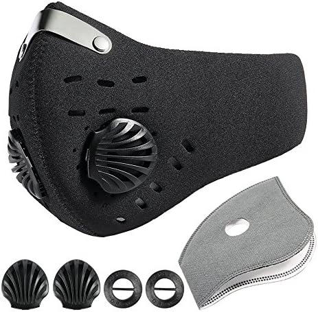 Activated Carbon Dustproof/Dust Mask - Filter Cotton Sheet and Valves for Exhaust Gas, Pollen Allergy, PM2.5, Running, Cycling, Outdoor Activities (Black3)