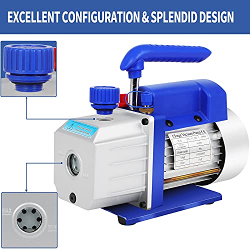 GYZJ 4CFM 1/3HP 5PA Rotary Vane Vacuum Pump HVAC/Auto AC Air