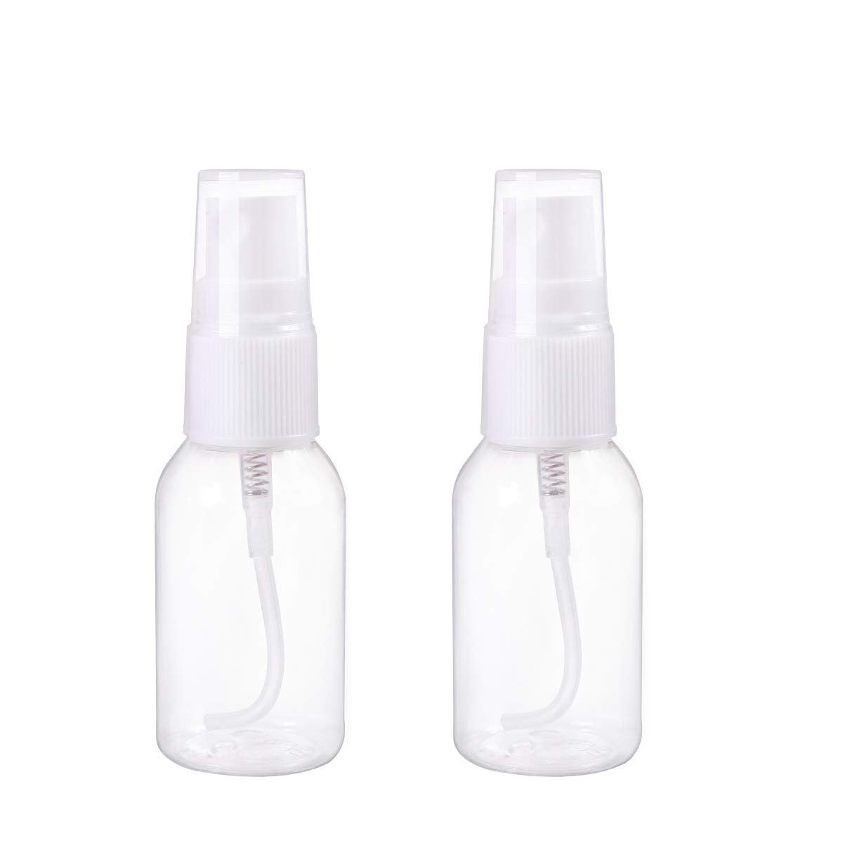30ML Portable Refillable Plastic Fine Mist Transparent Empty Spray Sprayer Bottle Cosmetic Mini Spray Bottles Transparent Travel Small Bottles White, 2 Pcs
