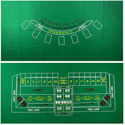 Yuanhe Blackjack and Craps 2-Sided Casino Table Felt Layout