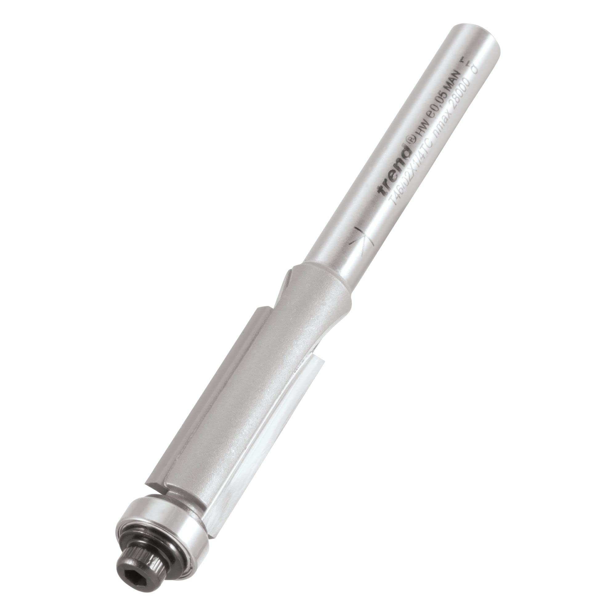 Trend Professional Bearing Guided Trimming Cutter, 1/4 Inch Shank, 9.5mm Cut Diameter, 25.4mm Cut Length, Tungsten Carbide Tipped, T46/02X1/4TC